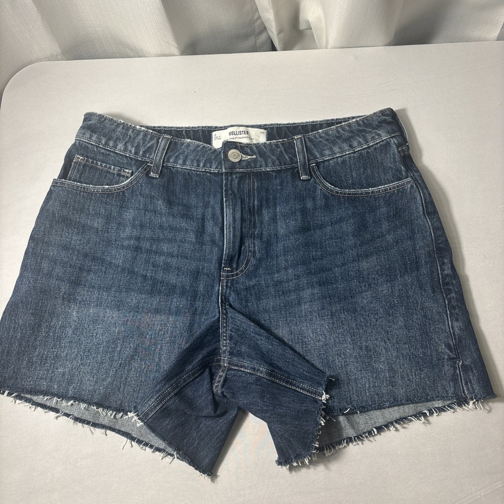 Hollister Women High Rise 5" Relaxed Cut Off Blue Denim Jean Shorts Size 12 W31